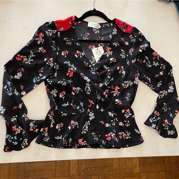 TANYA TAYLOR floral clusters clio top size: 6 100% silk - Picture 11 of 16